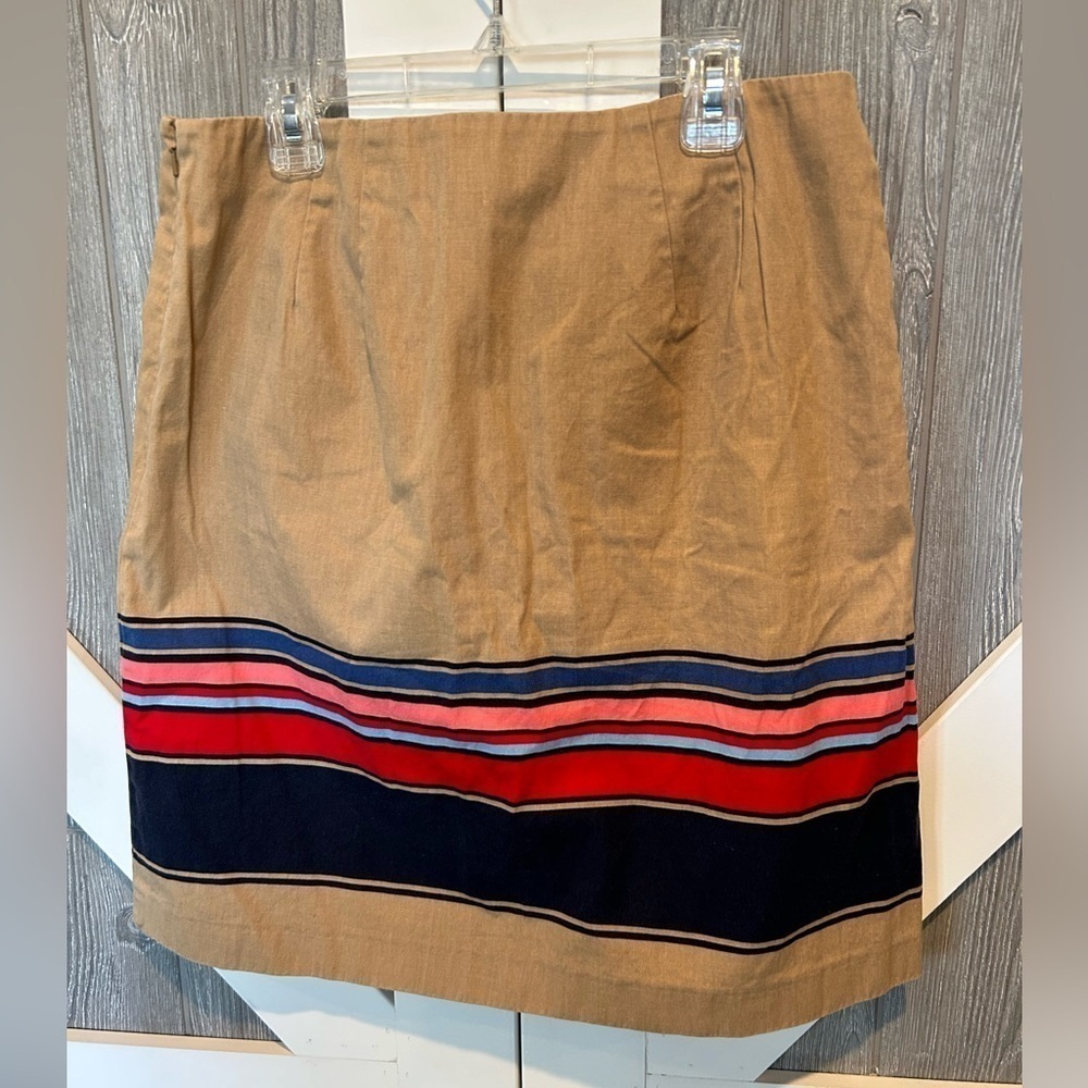 Bag105. Ann Taylor Loft Striped cotton skirt Tan/Multicolored 8